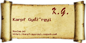 Karpf Györgyi névjegykártya