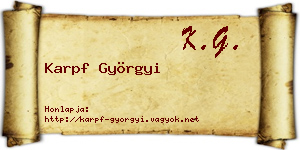 Karpf Györgyi névjegykártya